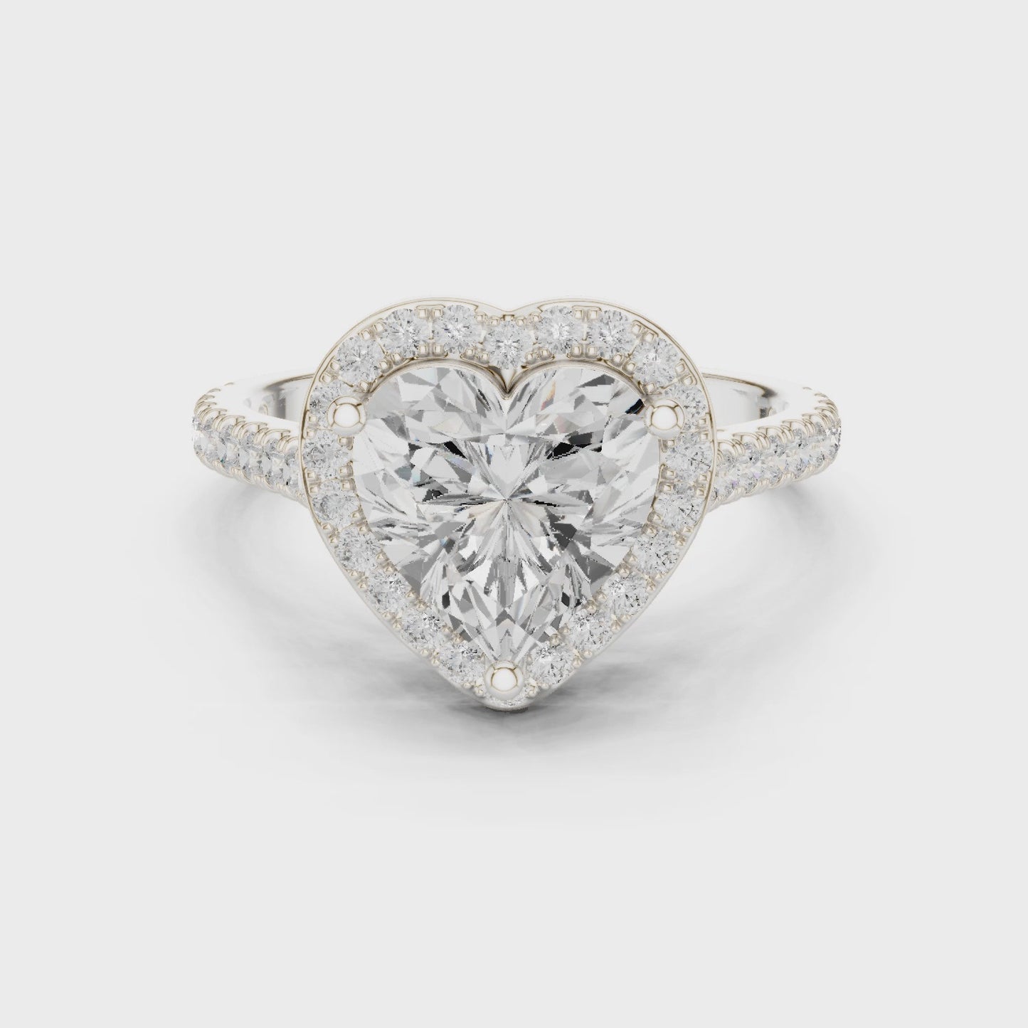 Heartlight Heart Diamond Halo Engagement Ring