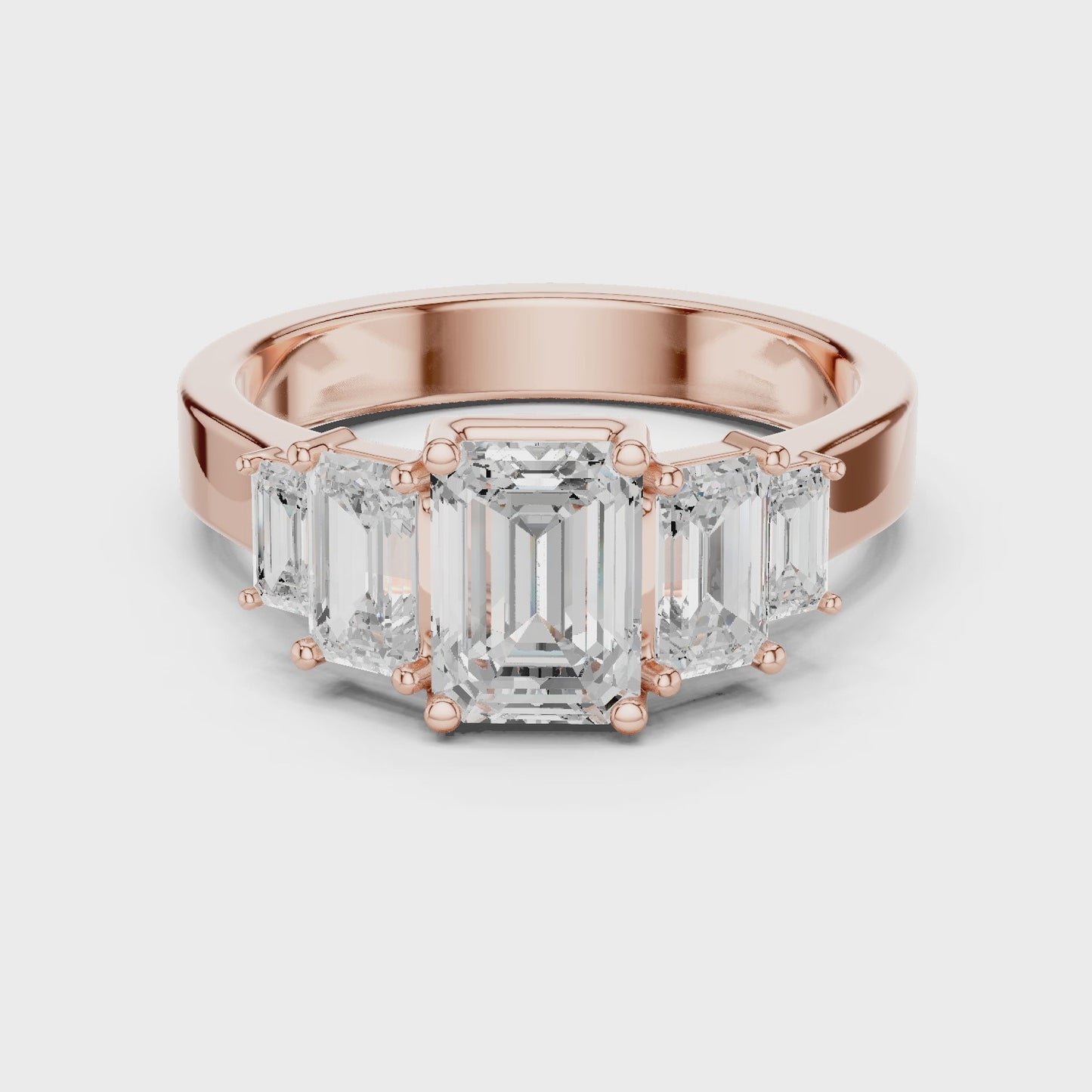 Axis Five Emerald Cut Five Stone Diamond Ring