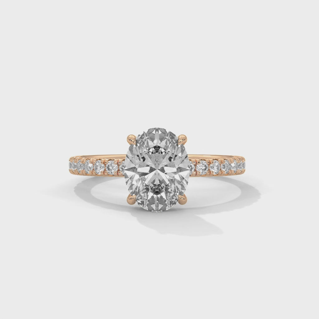 Oval Brilliance Solitaire Engagement Ring with Pavé Band
