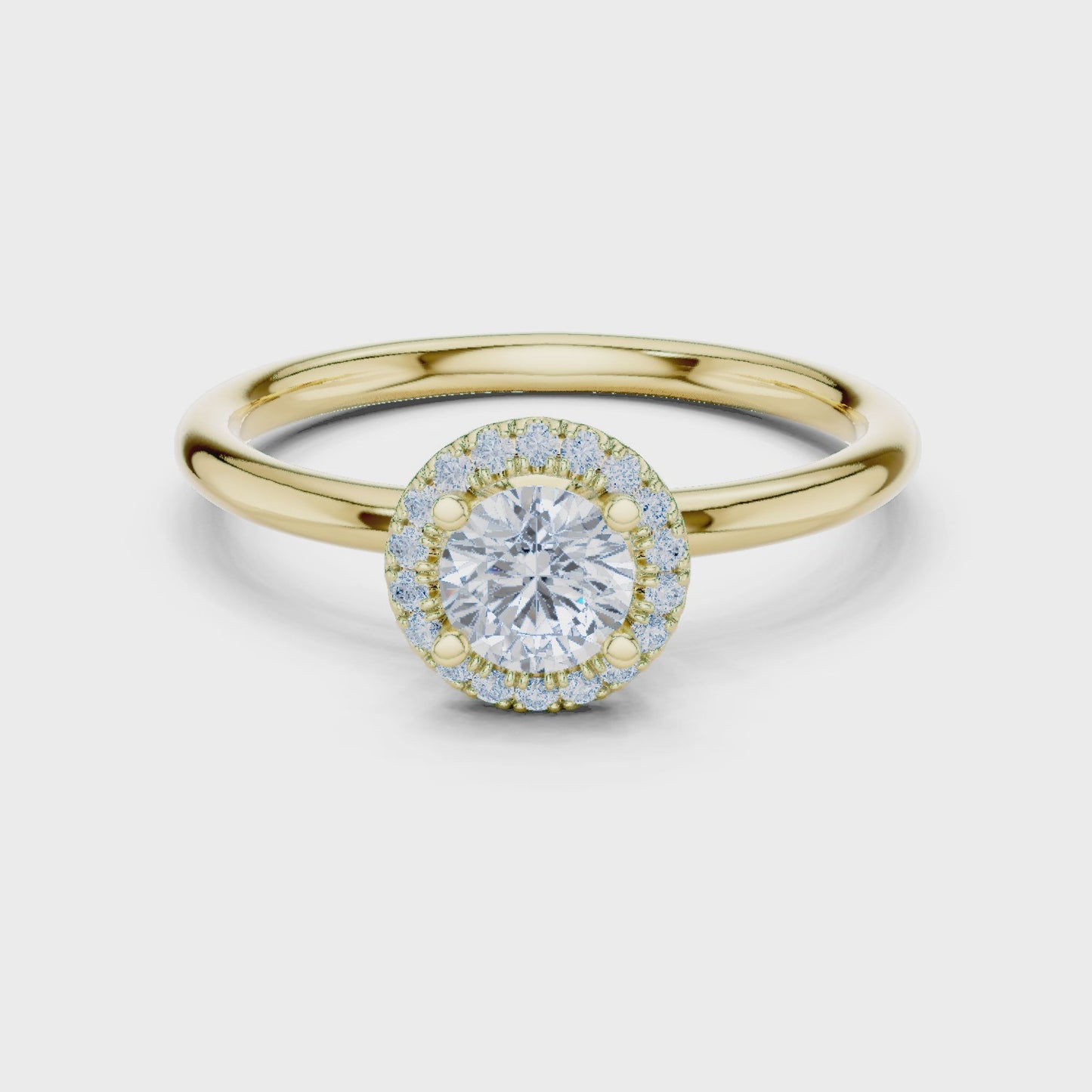 Nova Frame Round Diamond Halo Solitaire Ring