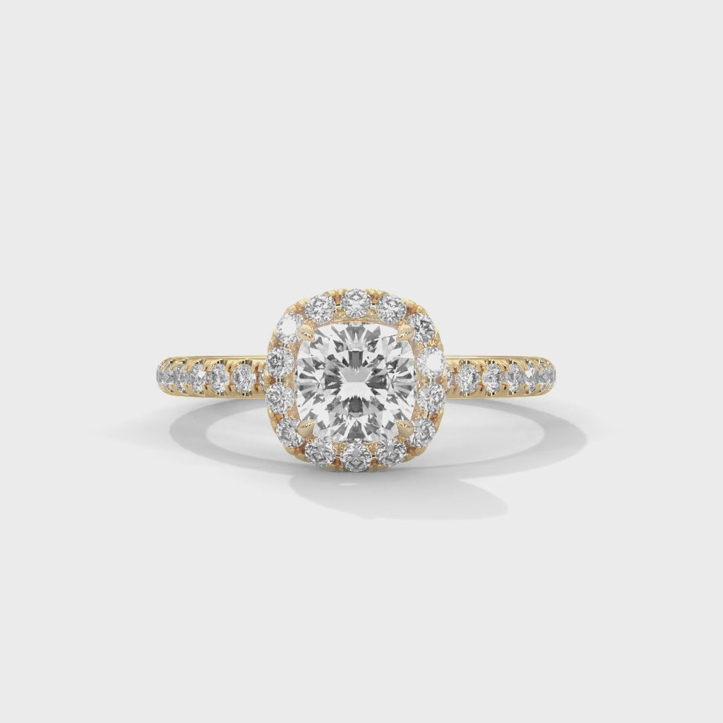 Oval Halo Diamond Ring with Pavé Band Elegant Style