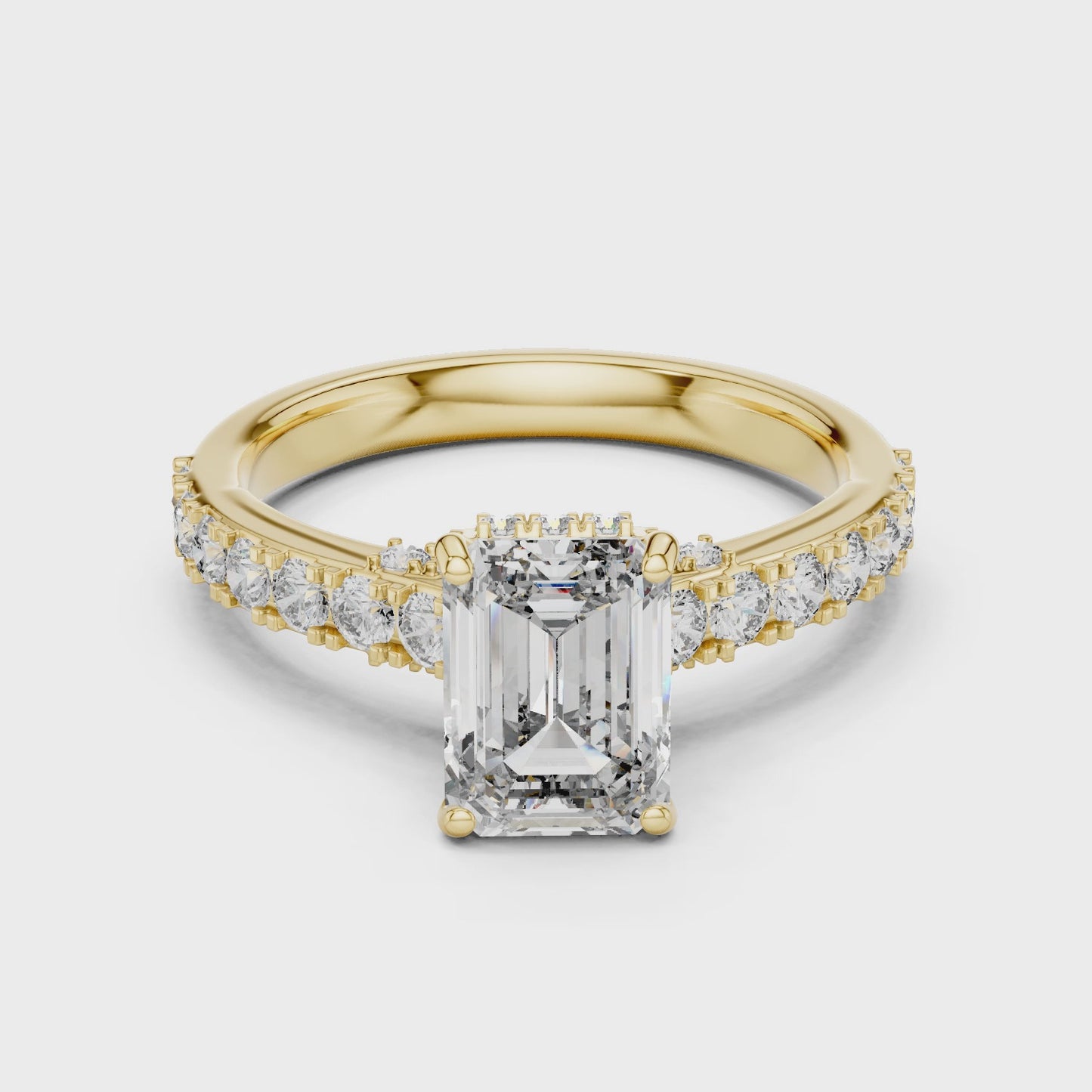 Frame Theory Emerald Cut Diamond Solitaire Engagement Ring