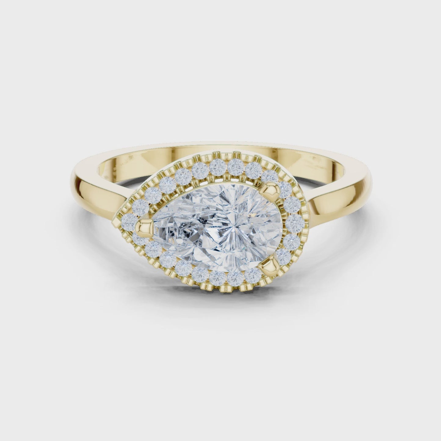 Contour Pear Diamond Halo Engagement Ring
