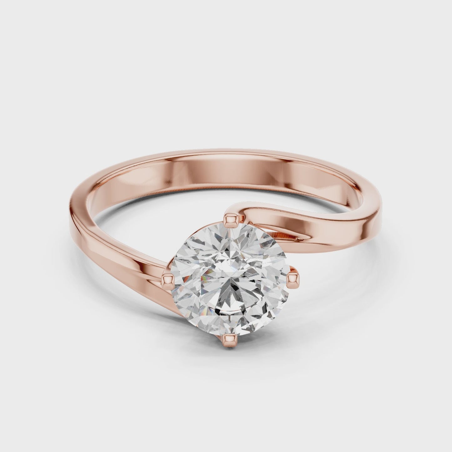 Motion Arc Round Solitaire Bypass Diamond Ring