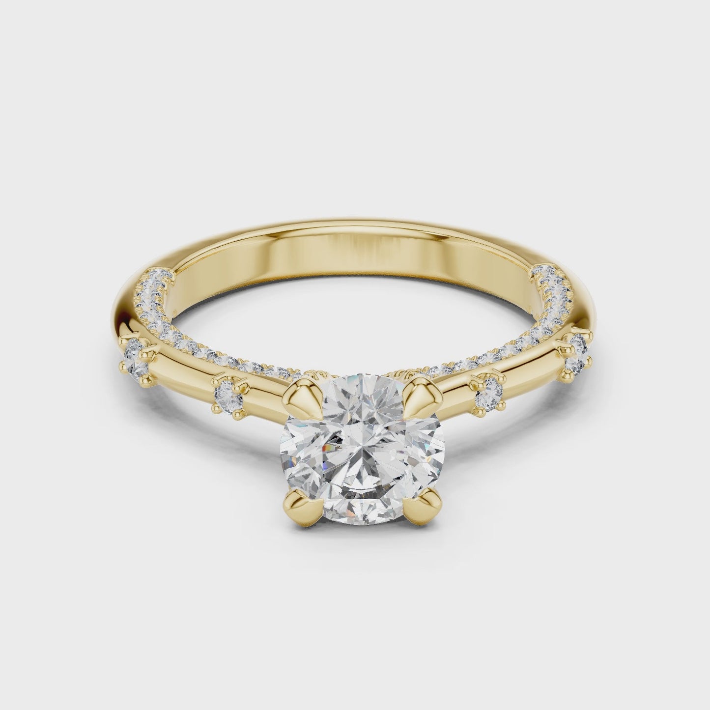 Lumen Edge Round Solitaire Diamond Engagement Ring with Hidden Halo