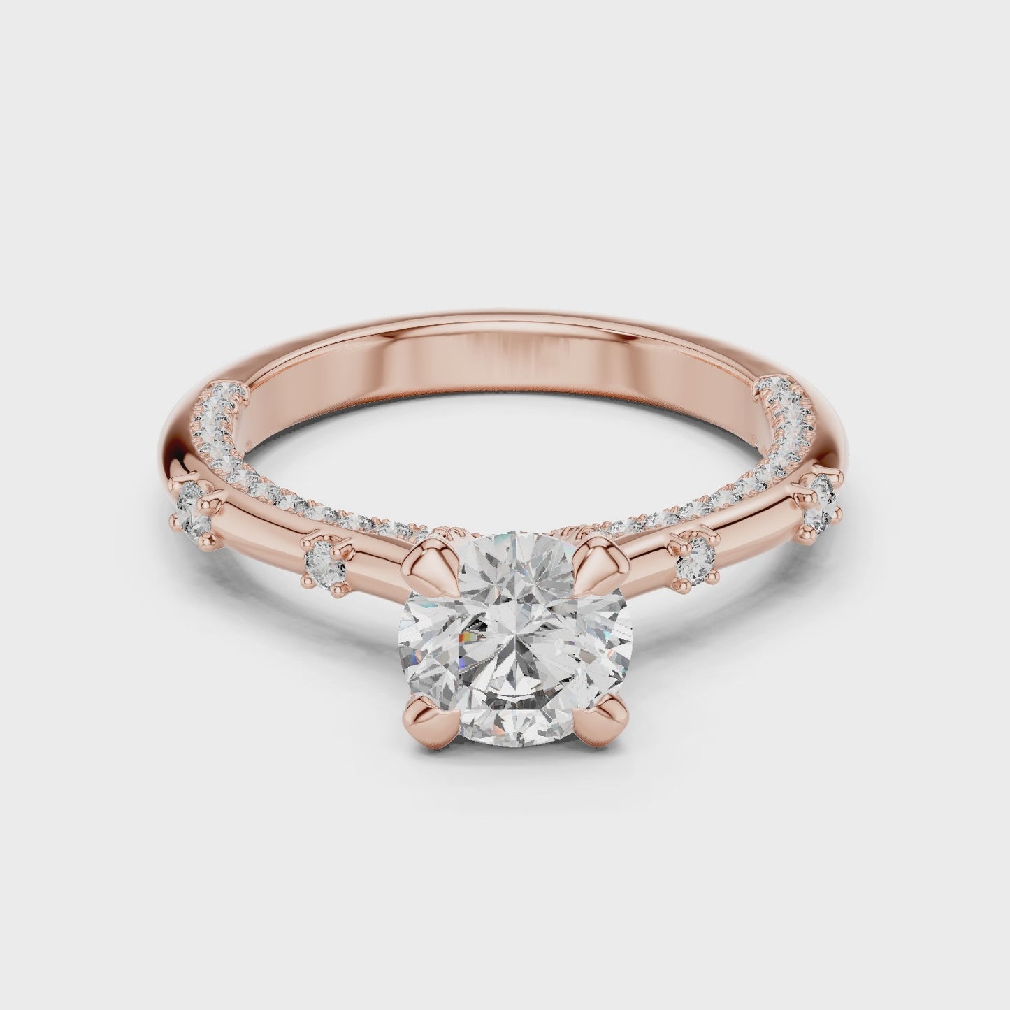 Lumen Edge Round Solitaire Diamond Engagement Ring with Hidden Halo