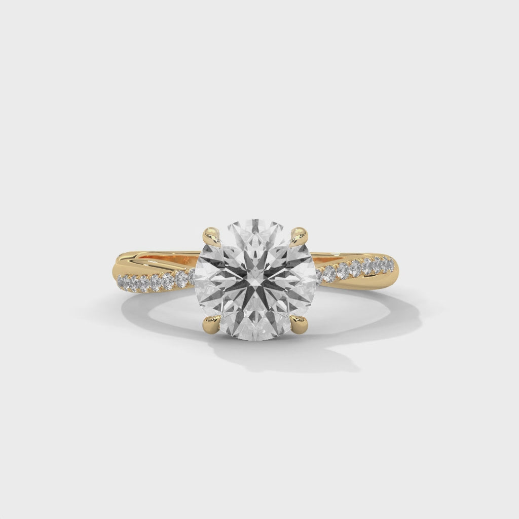 Infinity Round Brilliant Twisted Pavé Diamond Ring