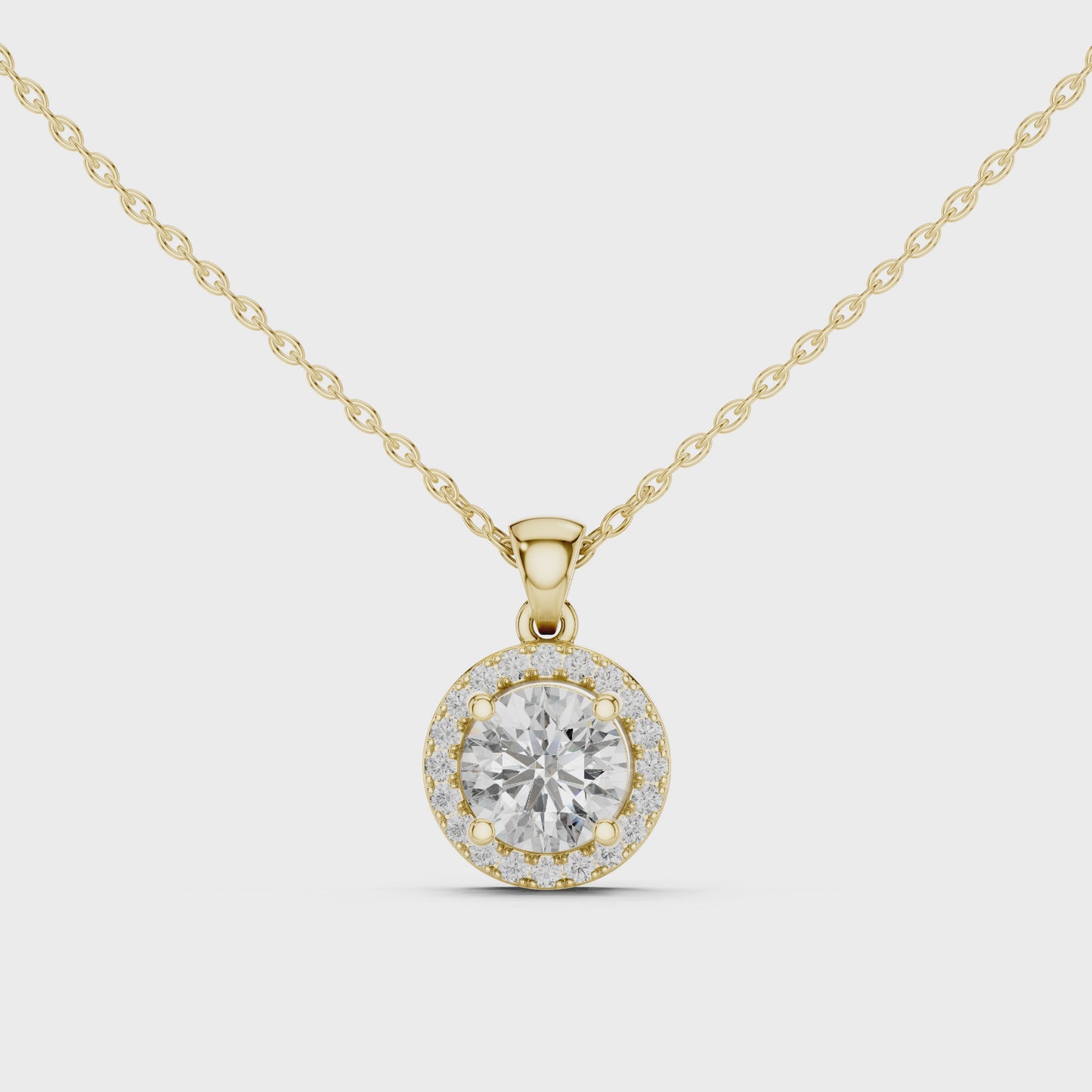 Circle of Light Round Halo Diamond Pendant Necklace