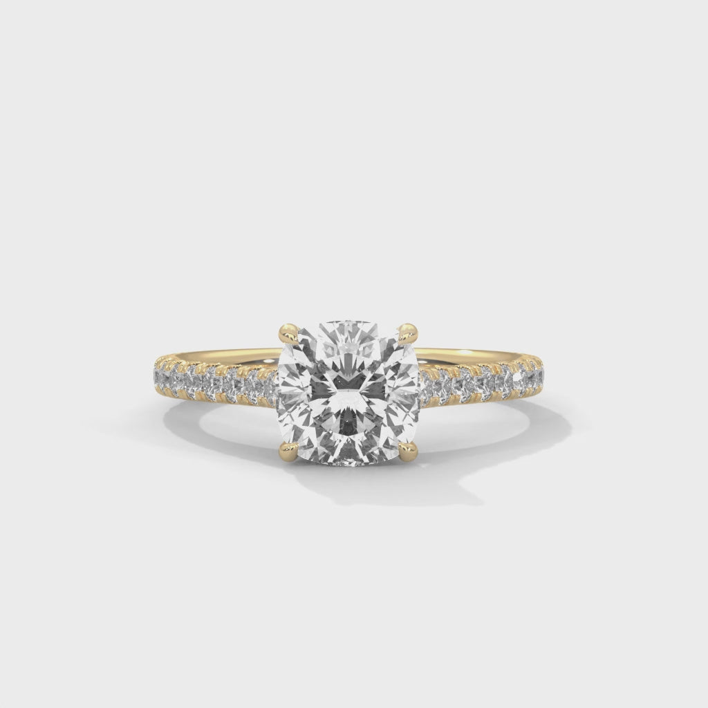 Cushion Cut Solitaire Diamond Engagement Ring