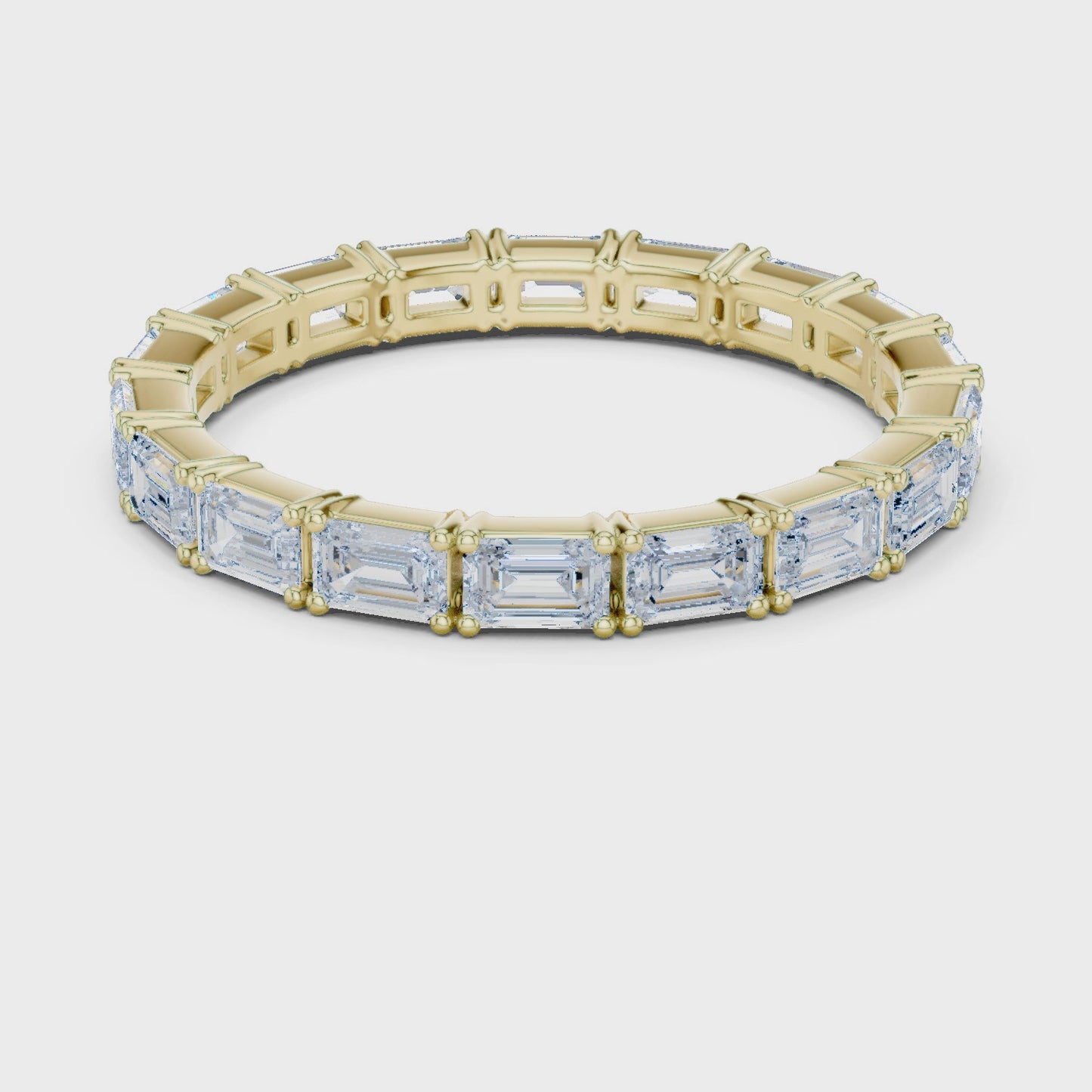 Linear Edge Emerald Cut Diamond Eternity Band Ring