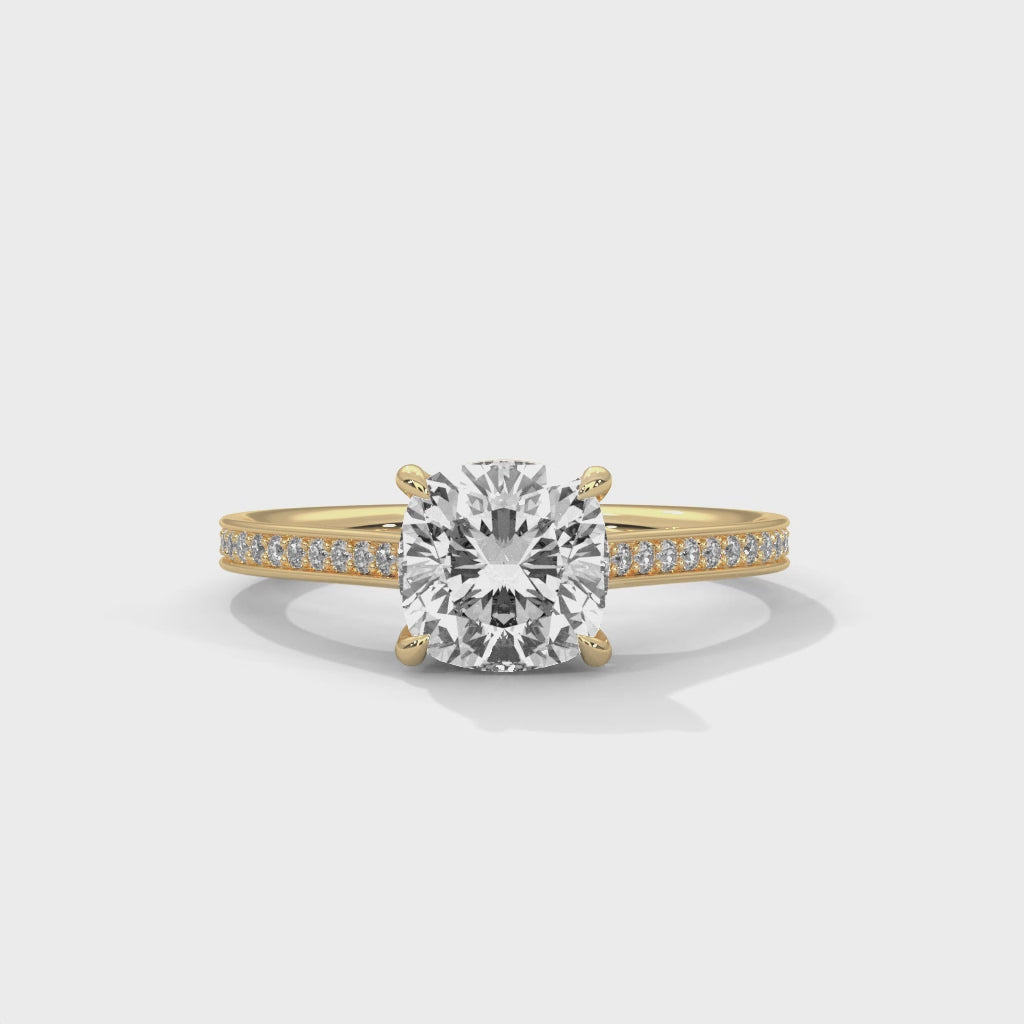 Celestia Spark Round Solitaire Pavé Engagement Ring