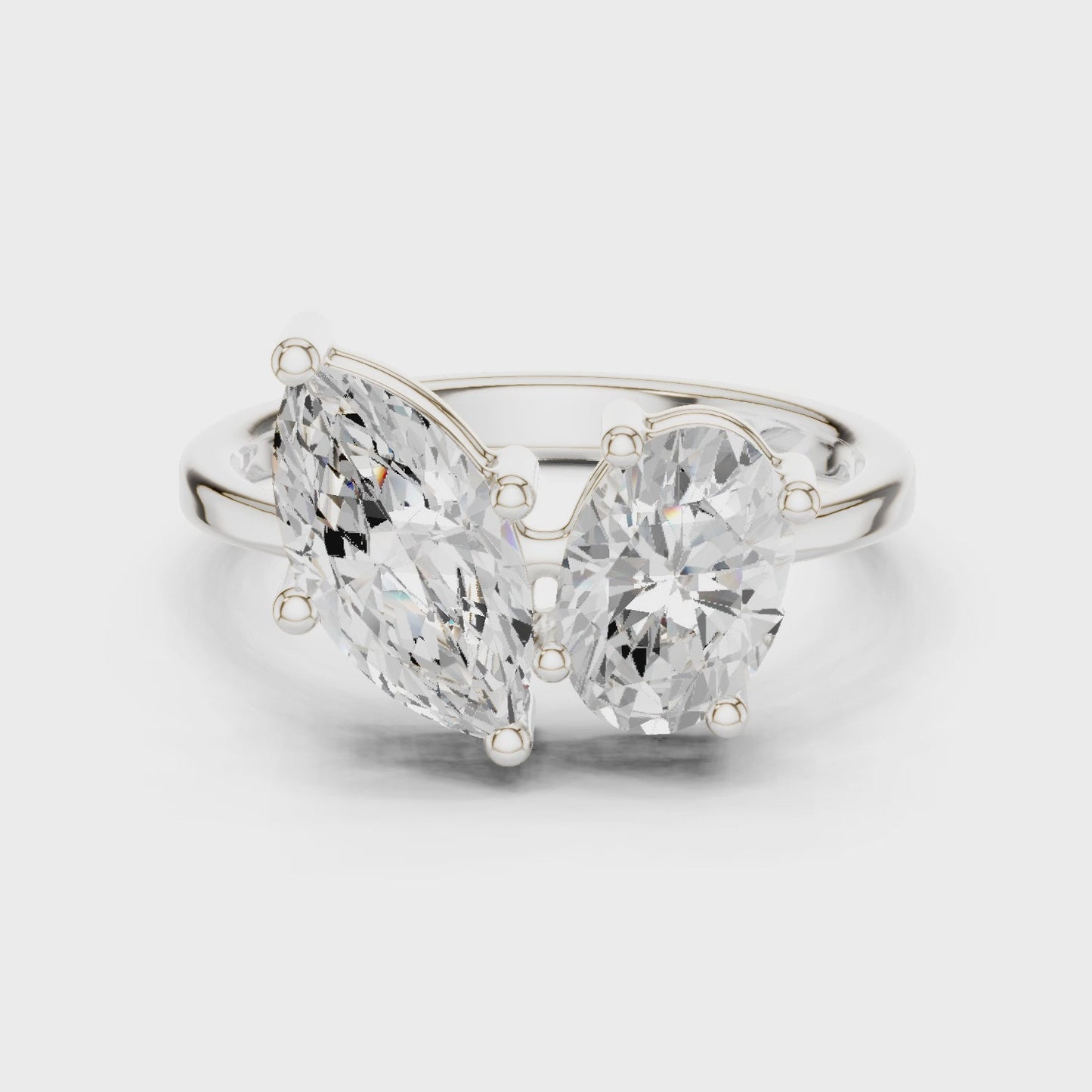 Dual Form Marquise & Oval Two Stone Diamond Ring