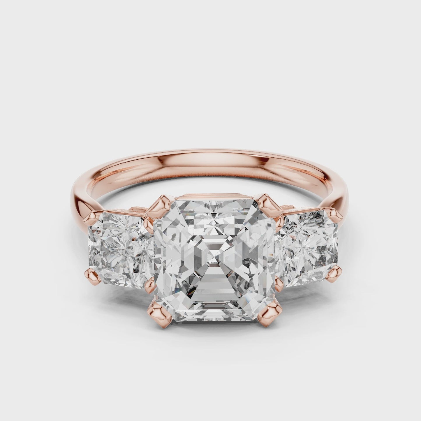 Asterion Three-Stone Asscher Cut Ring Elegant Statement
