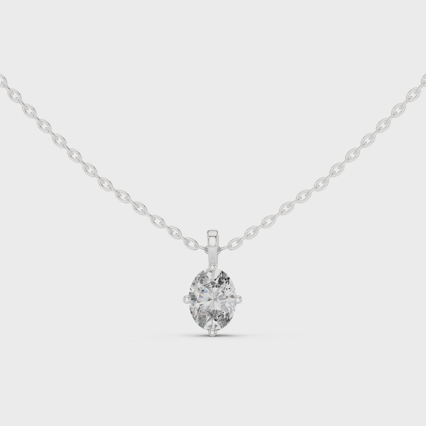 Timeless Everyday Elegance Oval Solitaire Diamond Pendant Necklace